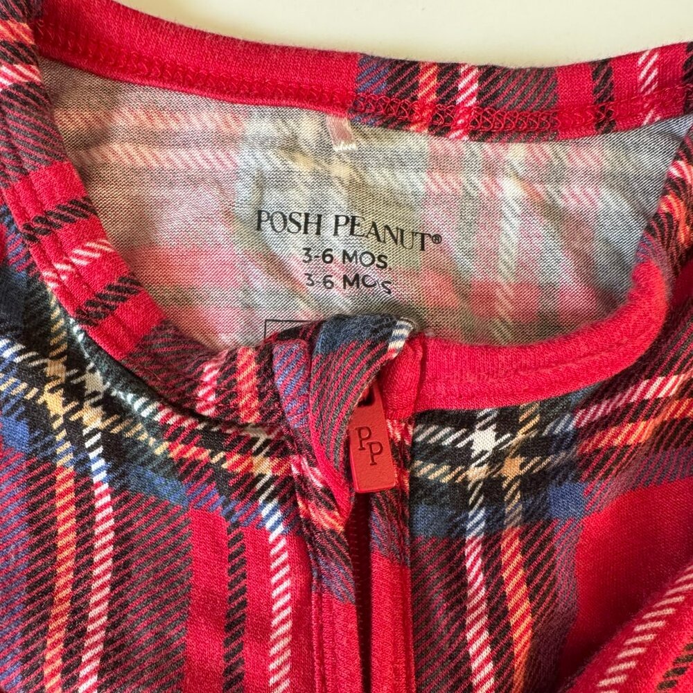 Posh Peanut Red Tartan Plaid Convertible One Piece 3-6m